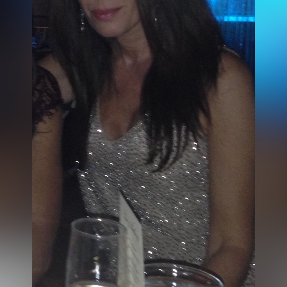 Sale  Champagne Mesh Silver Studded Dress - Picture 2 of 5